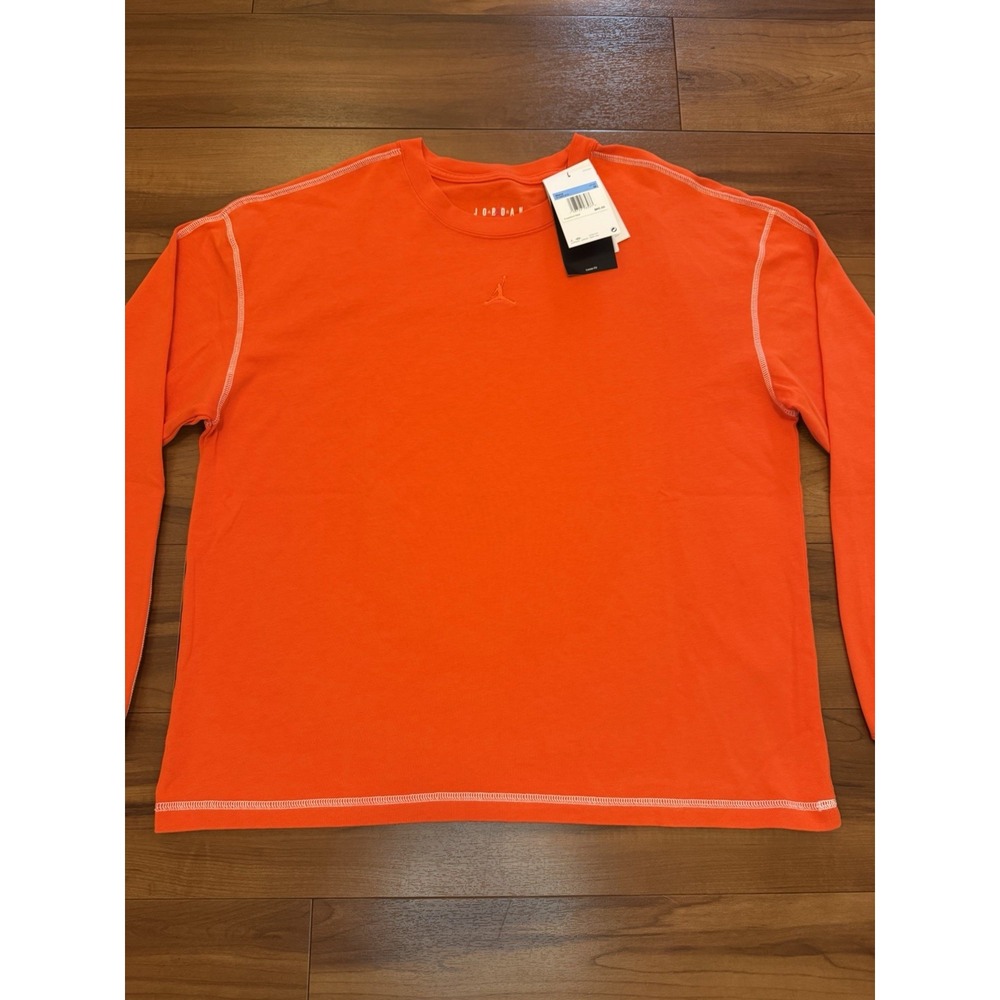 Jordan Flight Heavyweight Long Sleeve Crew T-Shirt Orange IF1829-673 Mens Medium - Picture 5 of 11